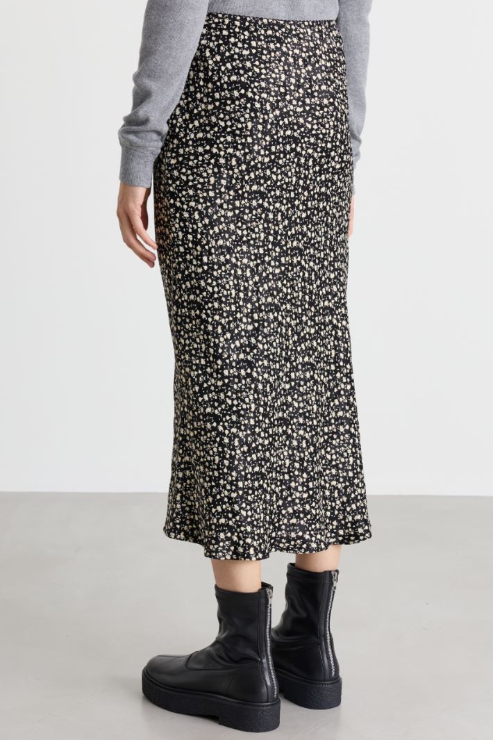 Micro floral jacquard skirt - BLACK - Intrend - 4