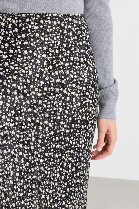 Gonna jacquard a micro fiori