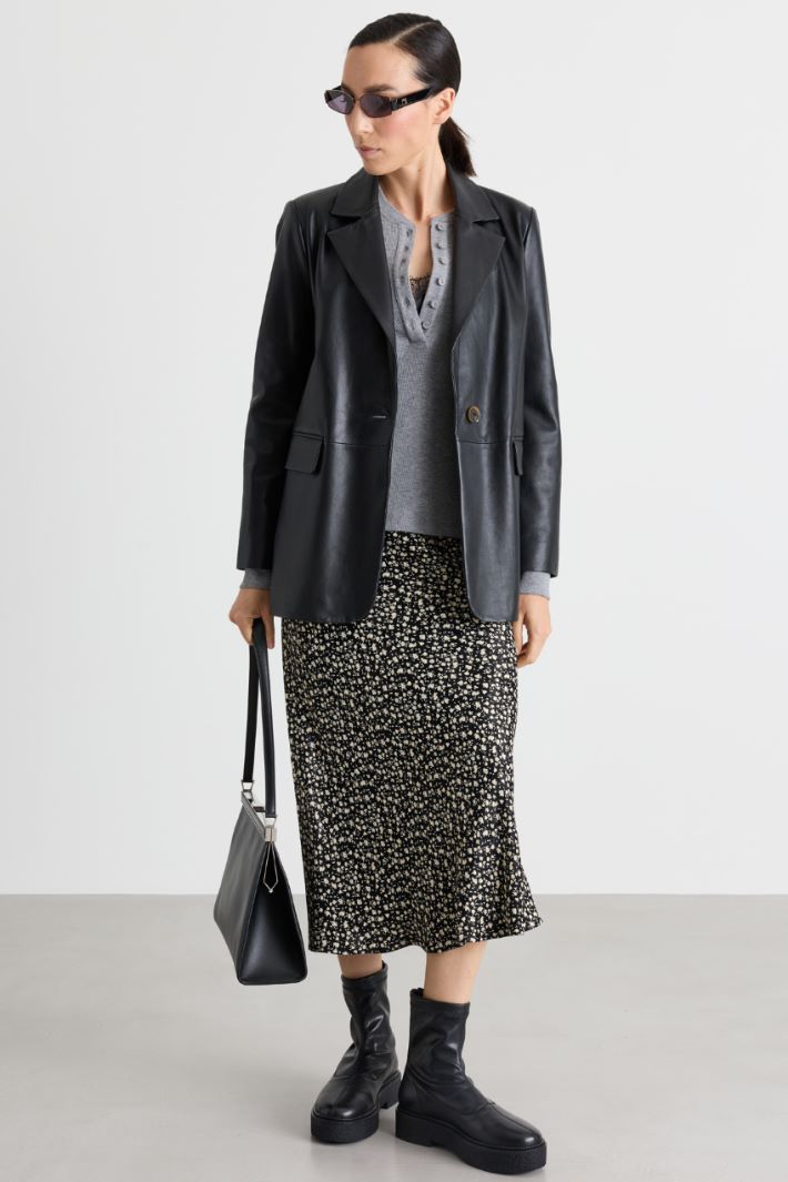 Micro floral jacquard skirt - BLACK - Intrend