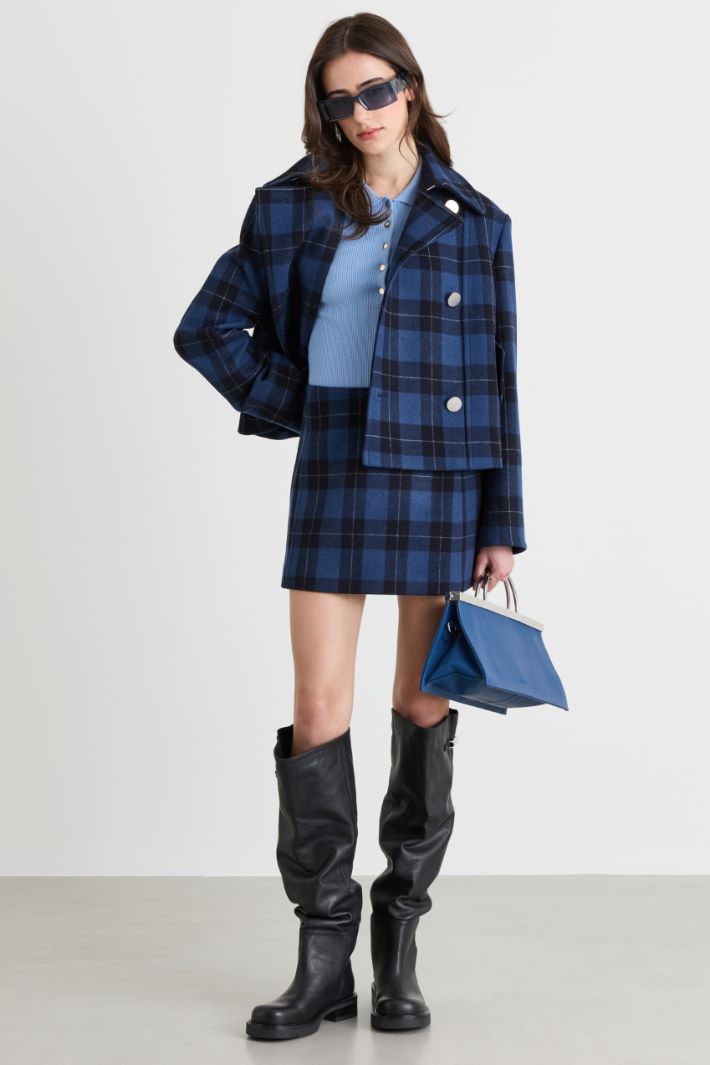 Double-faced miniskirt - BLUE BLACK - Intrend