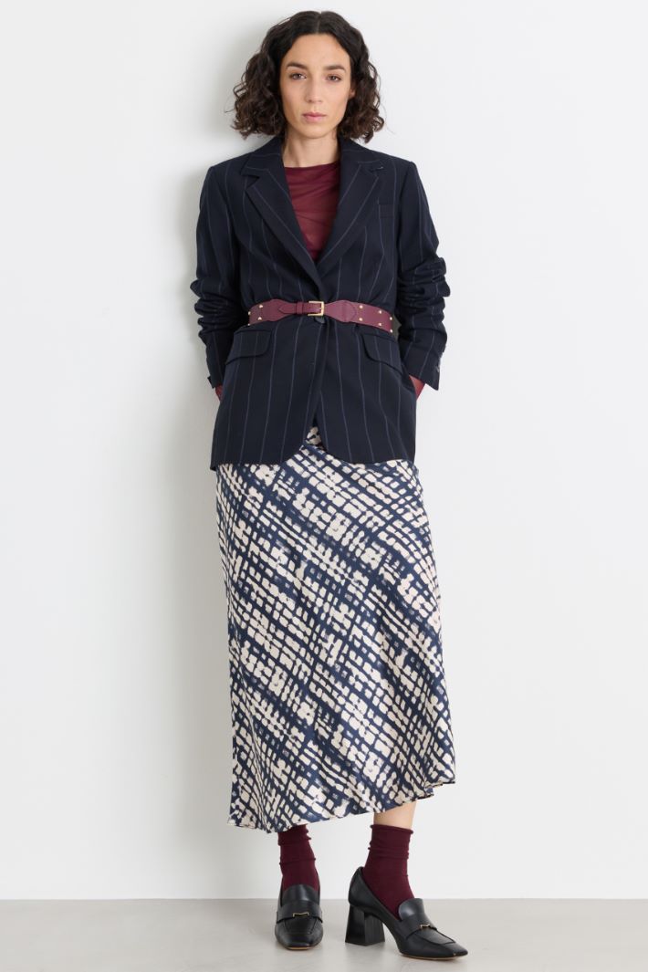 Twill midi skirt - BLUE - Intrend