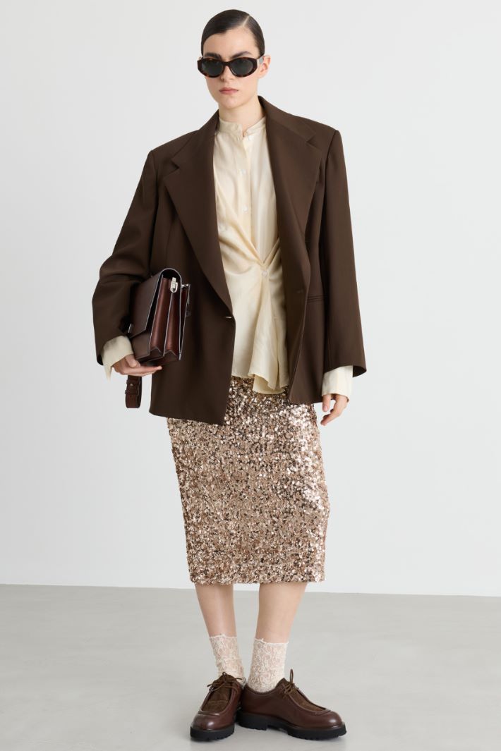 Blusa con drappeggio - BEIGE - Intrend