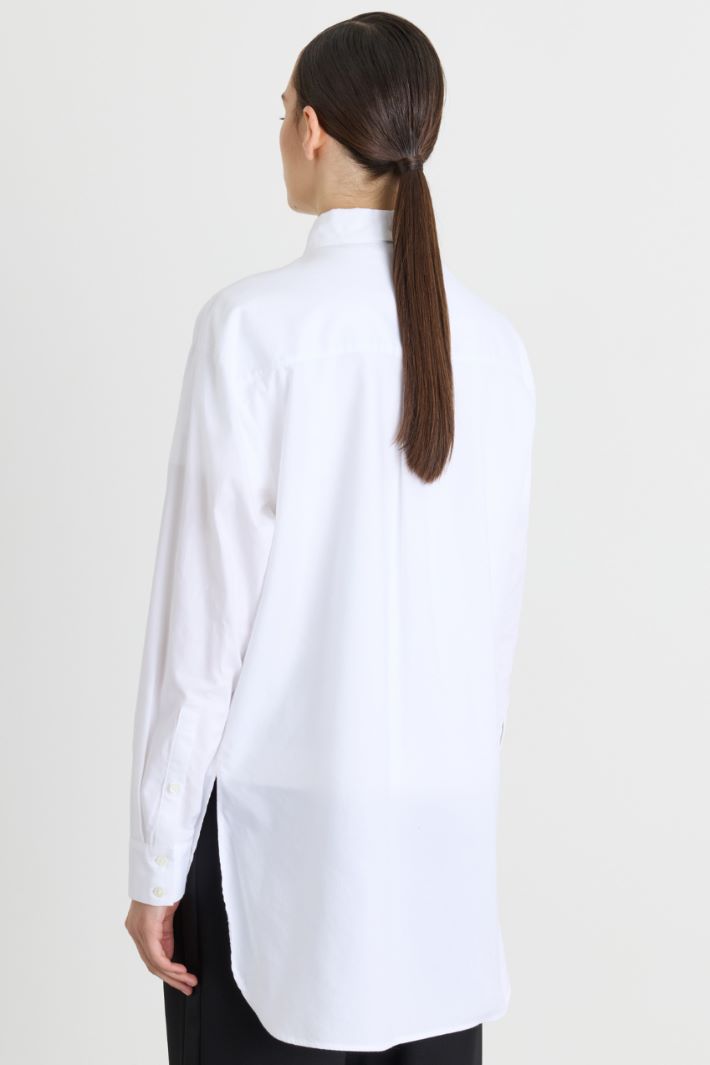 Camicia ampia con ricamo - BIANCO - Intrend - 4