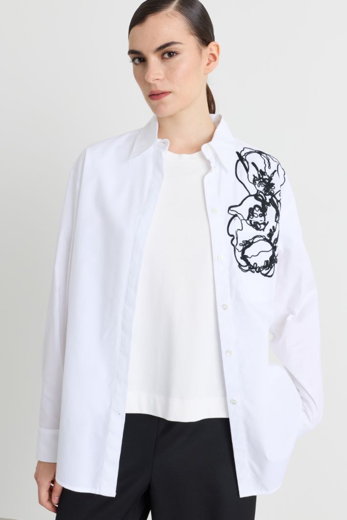 Camicia ampia con ricamo - BIANCO - Intrend - 2