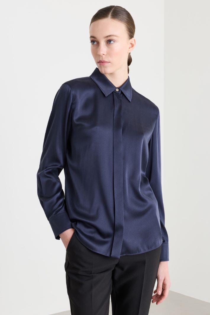Blusa in raso - BLU - Intrend - 3