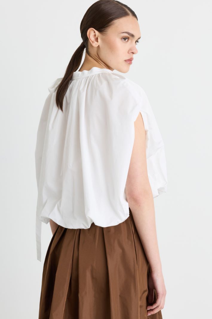 Blusa cocoon in taffetà - BIANCO - Intrend - 4