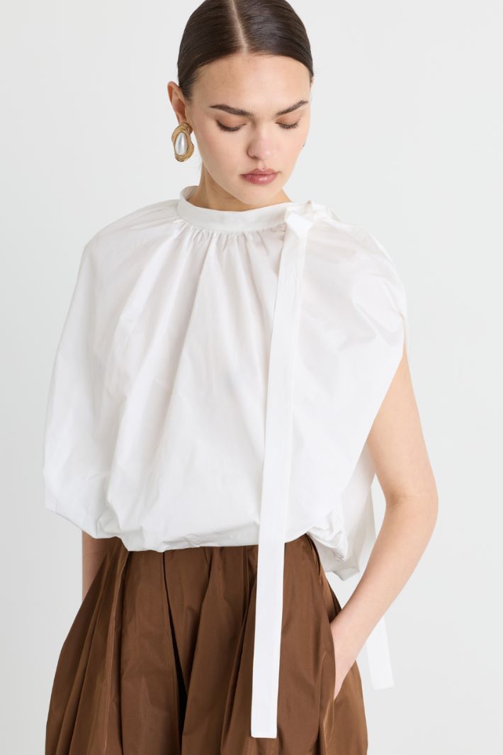 Blusa cocoon in taffetà - BIANCO - Intrend - 2