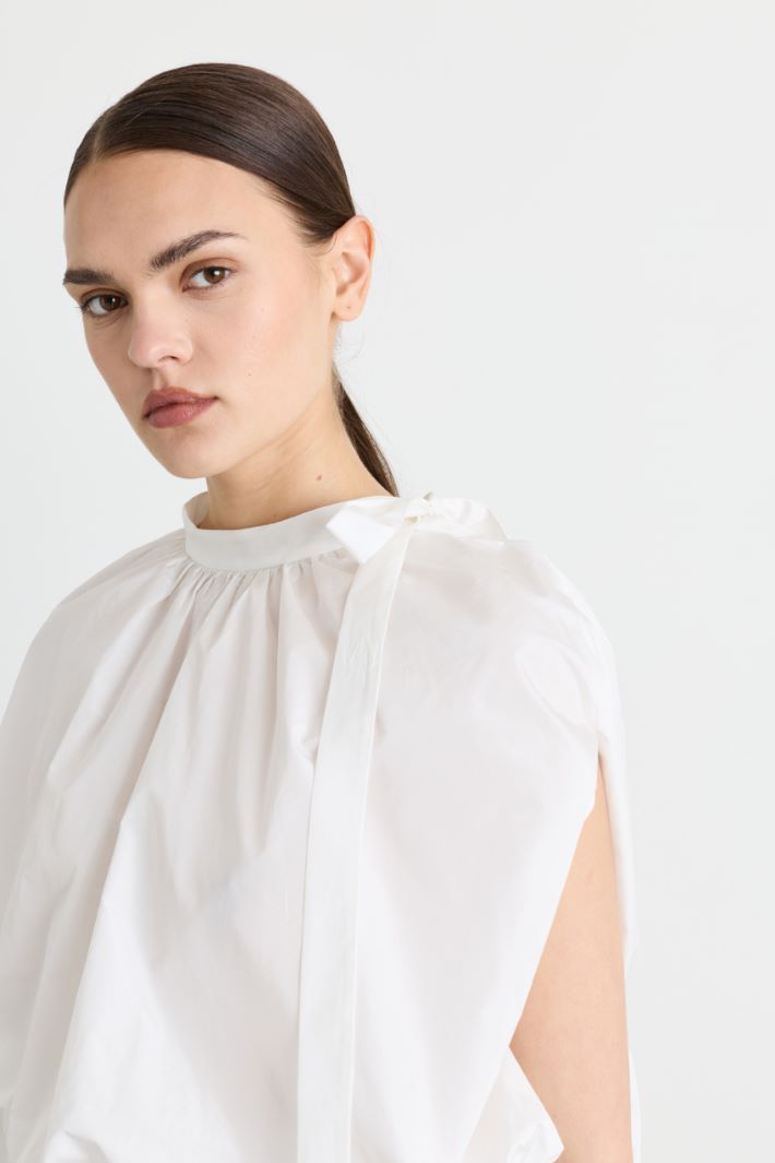 Blusa cocoon in taffetà - BIANCO - Intrend - 3