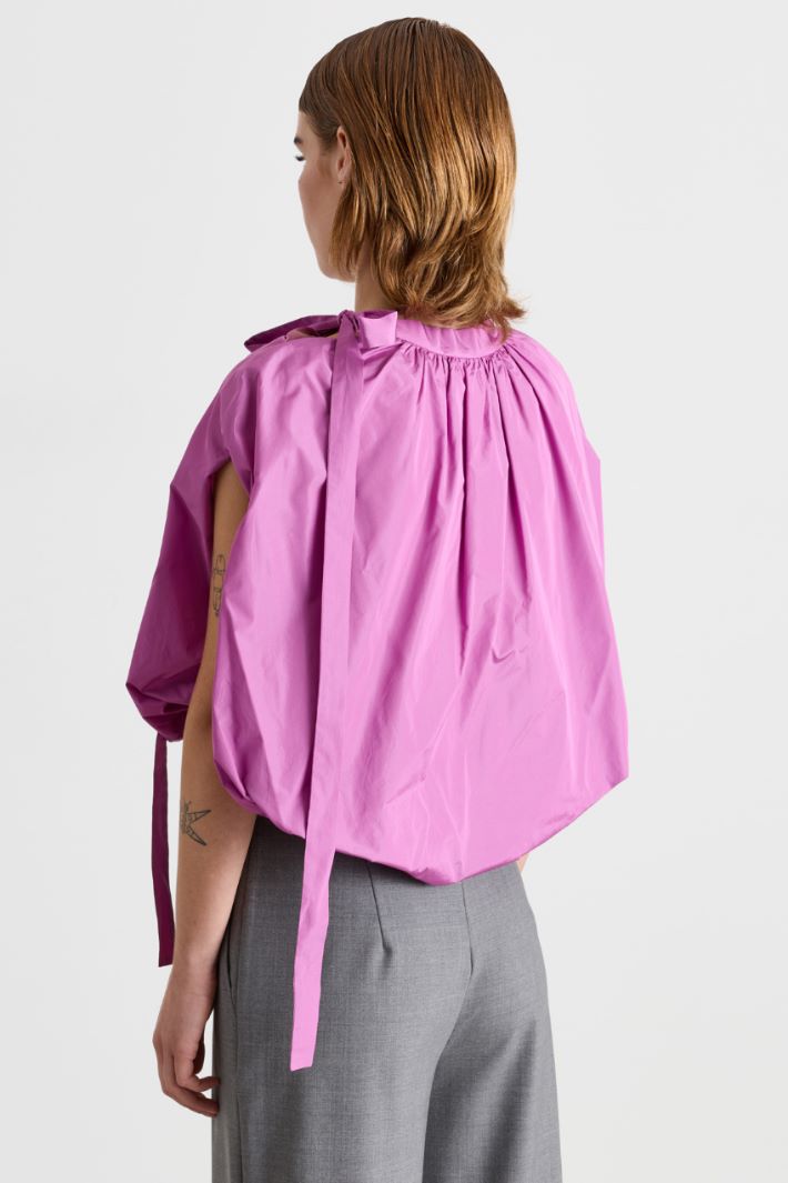 Blusa cocoon in taffetà - FUXIA - Intrend - 4