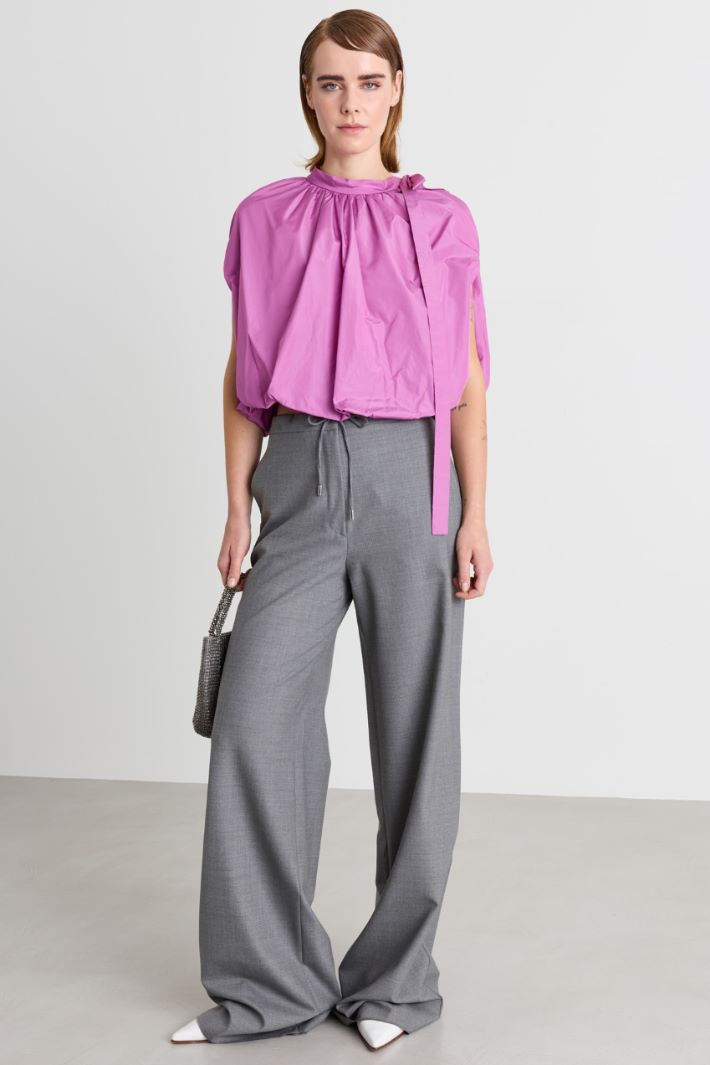 Blusa cocoon in taffetà - FUXIA - Intrend