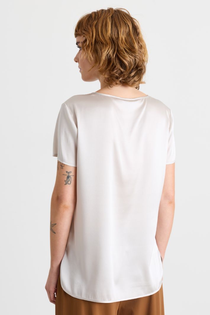 Top in raso di seta stretch - BIANCO - Intrend - 4