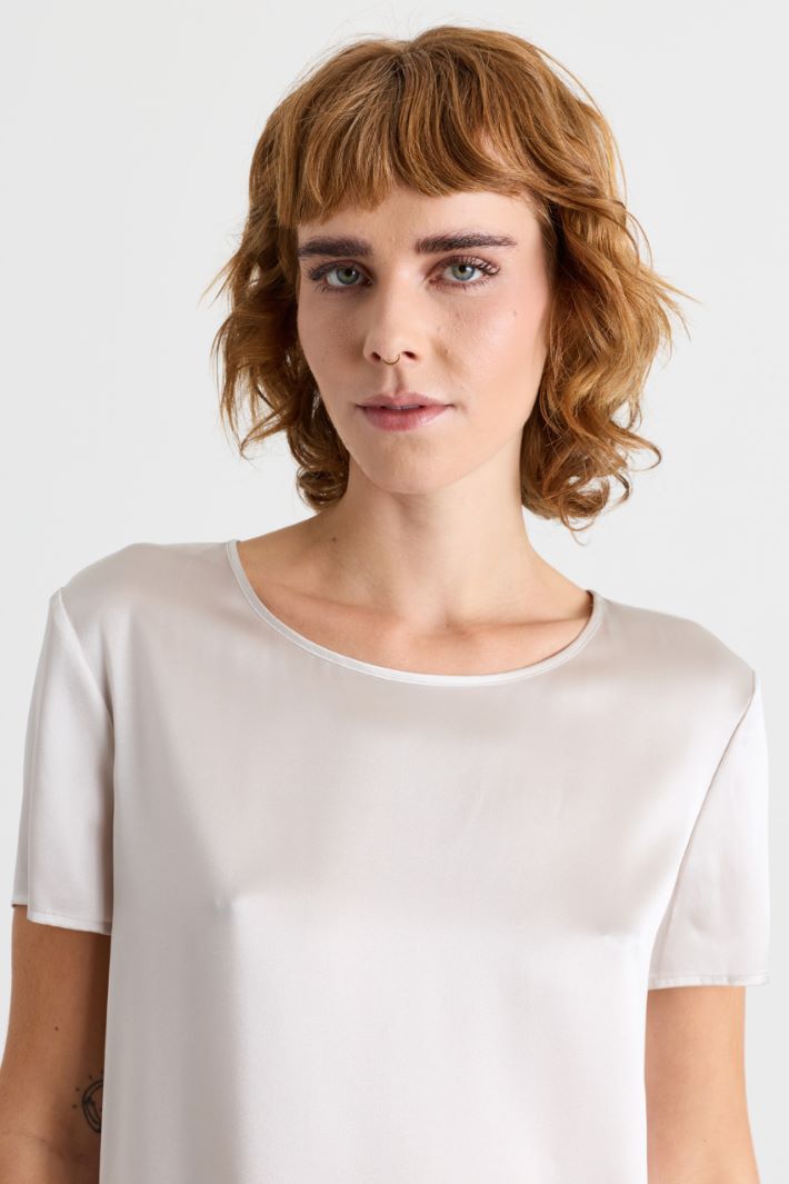 Top in raso di seta stretch - BIANCO - Intrend - 3