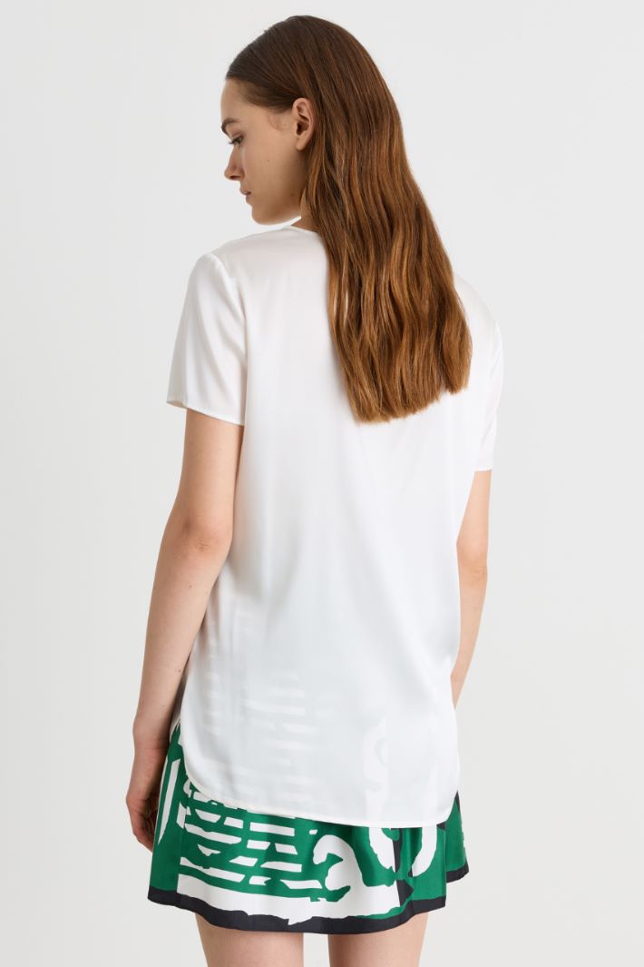 Top in raso di seta stretch - BIANCO - Intrend - 4