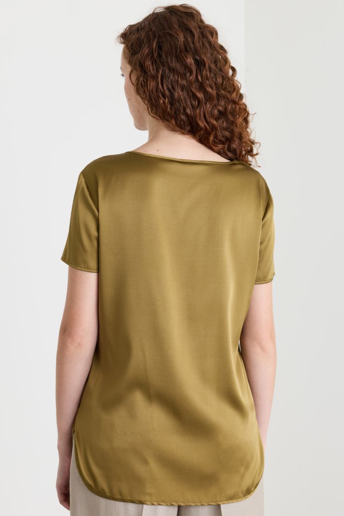 Top in raso di seta stretch - VERDE - Intrend - 4