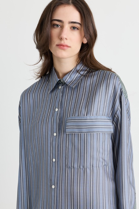 Blusa oversize in twill stampato