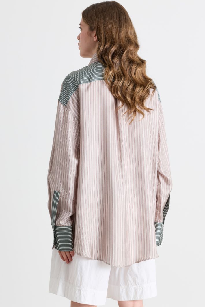 Blusa oversize in twill stampato - ROSA - Intrend - 4