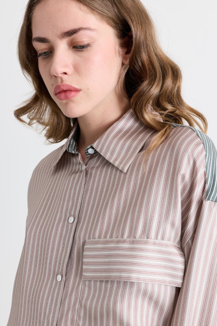 Blusa oversize in twill stampato - ROSA - Intrend - 3
