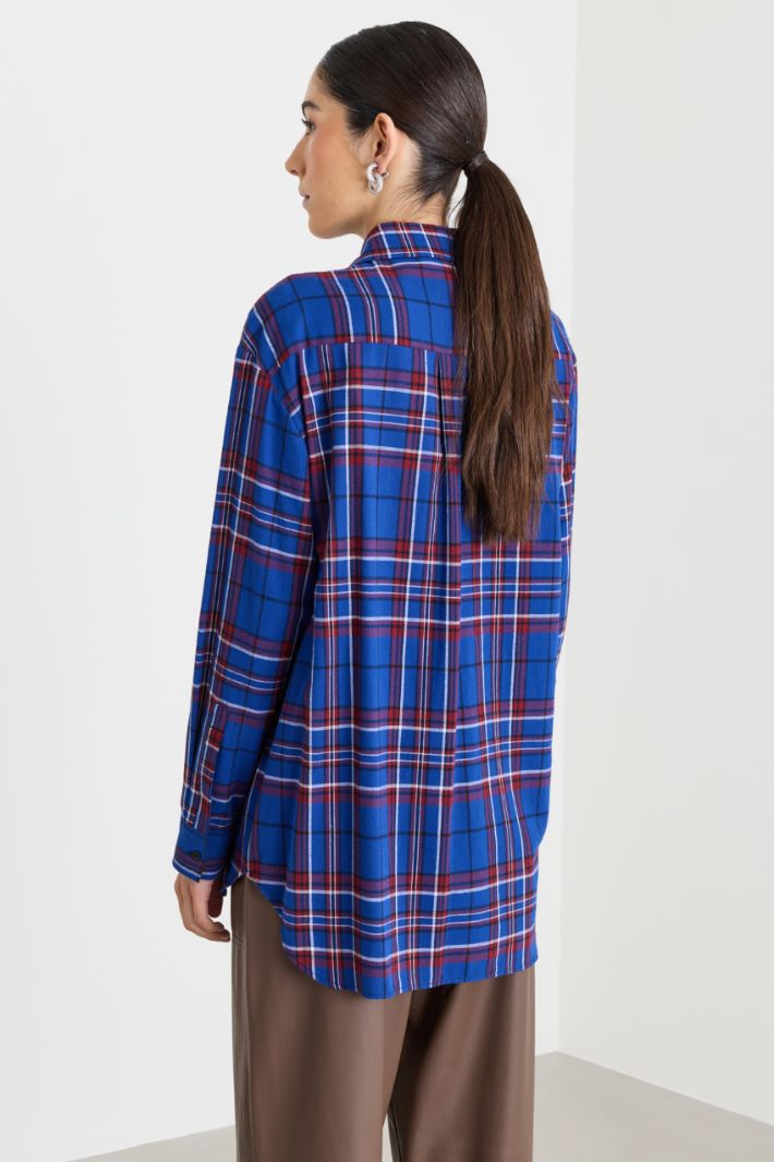Camicia in flanella con strass - BLU - Intrend - 4