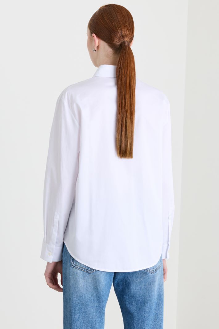 Camicia over in raso - BIANCO - Intrend - 4