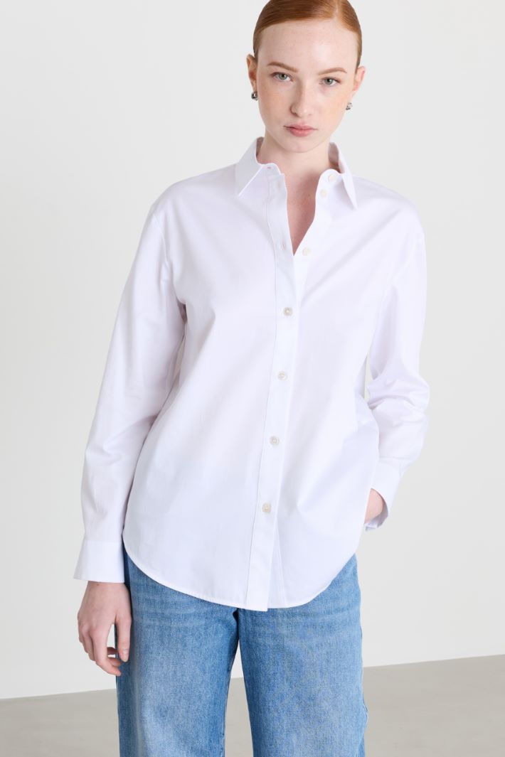 Camicia over in raso - BIANCO - Intrend - 2