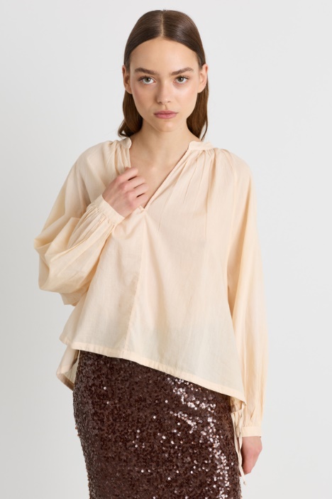 Blusa con fondo tondo a coulisse - Intrend