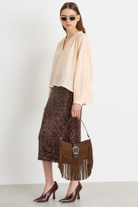 Blusa con fondo tondo a coulisse - Intrend