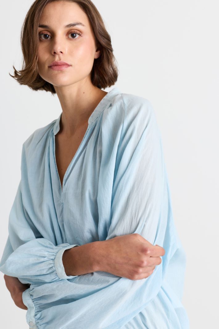 Blusa con fondo tondo a coulisse - AZZURRO - Intrend - 3
