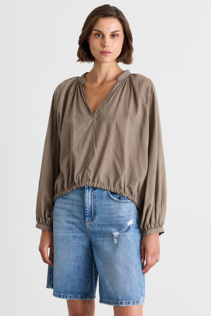 Blusa con fondo tondo a coulisse - BEIGE - Intrend - 2