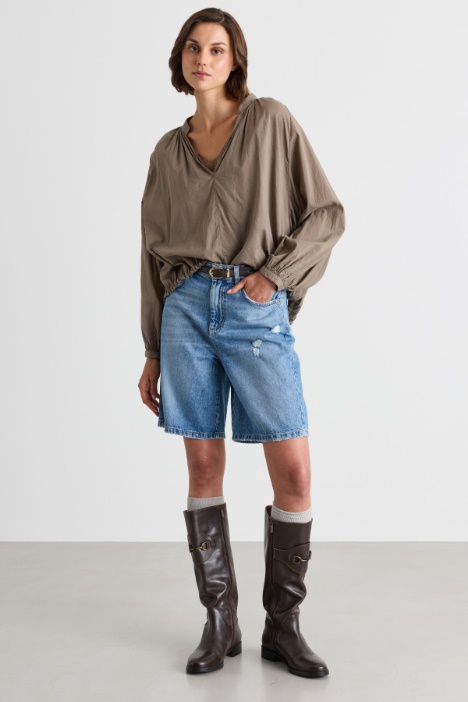 Blusa con fondo tondo a coulisse - Intrend