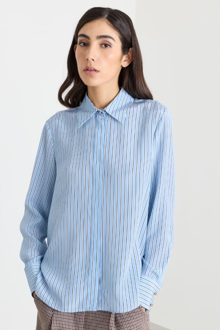 Camicia in crepe de chine - AZZURRO - Intrend - 2