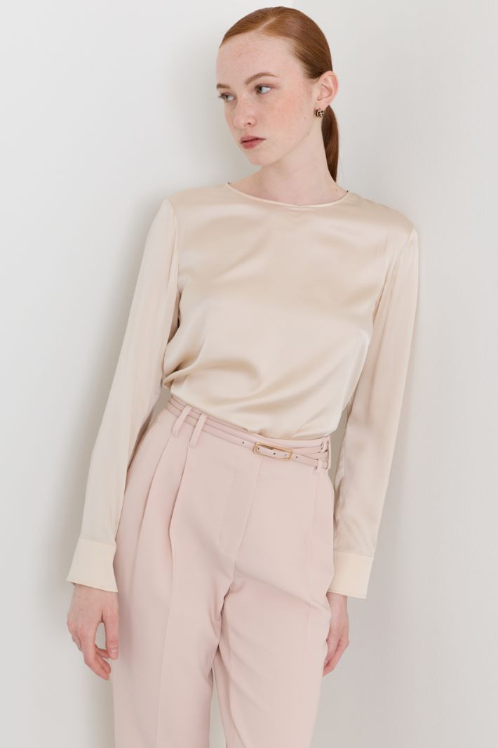 Blusa in raso con piccoli spacchi squadrati - ROSA - Intrend - 2