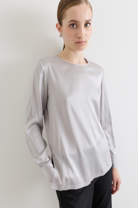 Blusa in raso con piccoli spacchi squadrati - Intrend
