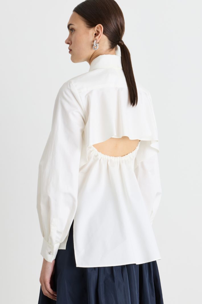 Camicia con dettaglio cut-out arricciato - BIANCO - Intrend - 4