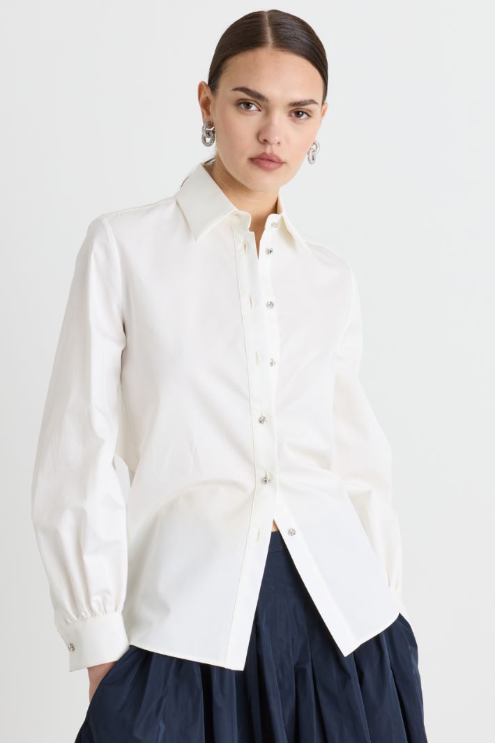 Camicia con dettaglio cut-out arricciato - BIANCO - Intrend - 2