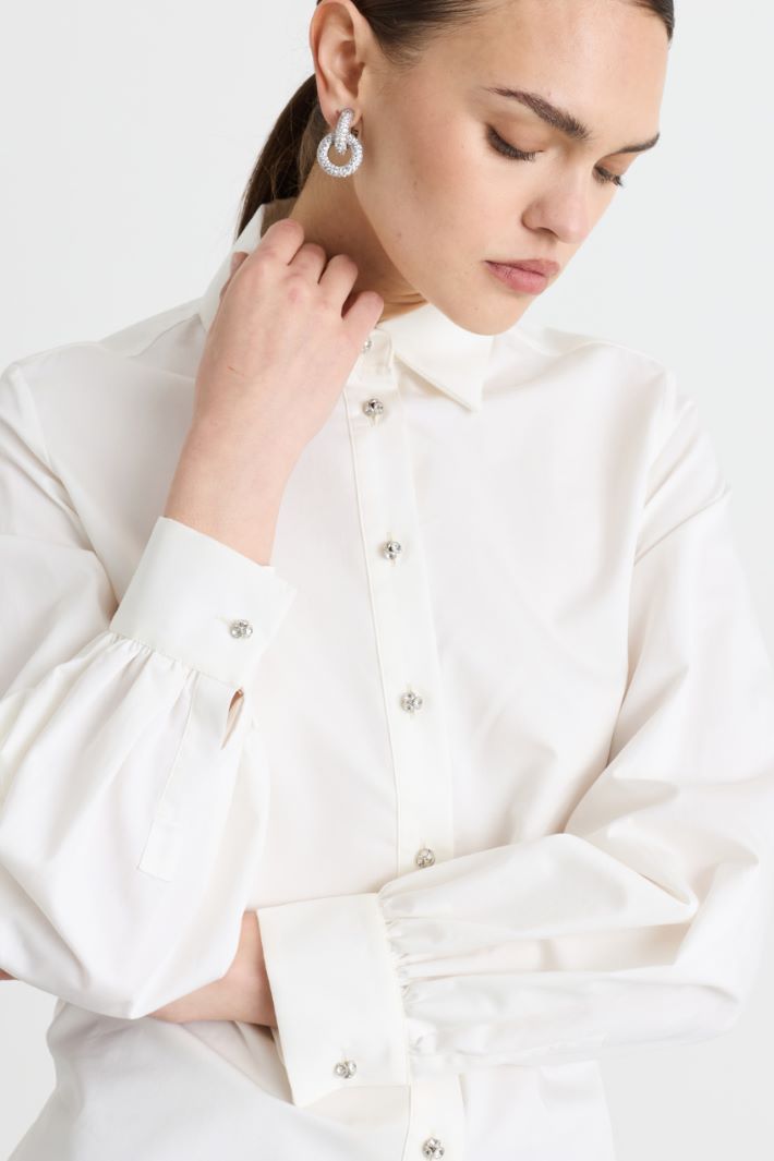 Camicia con dettaglio cut-out arricciato - BIANCO - Intrend - 3