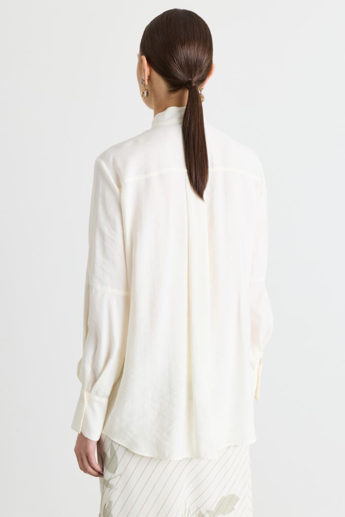 Blouse in twill fluido - BIANCO - Intrend - 4