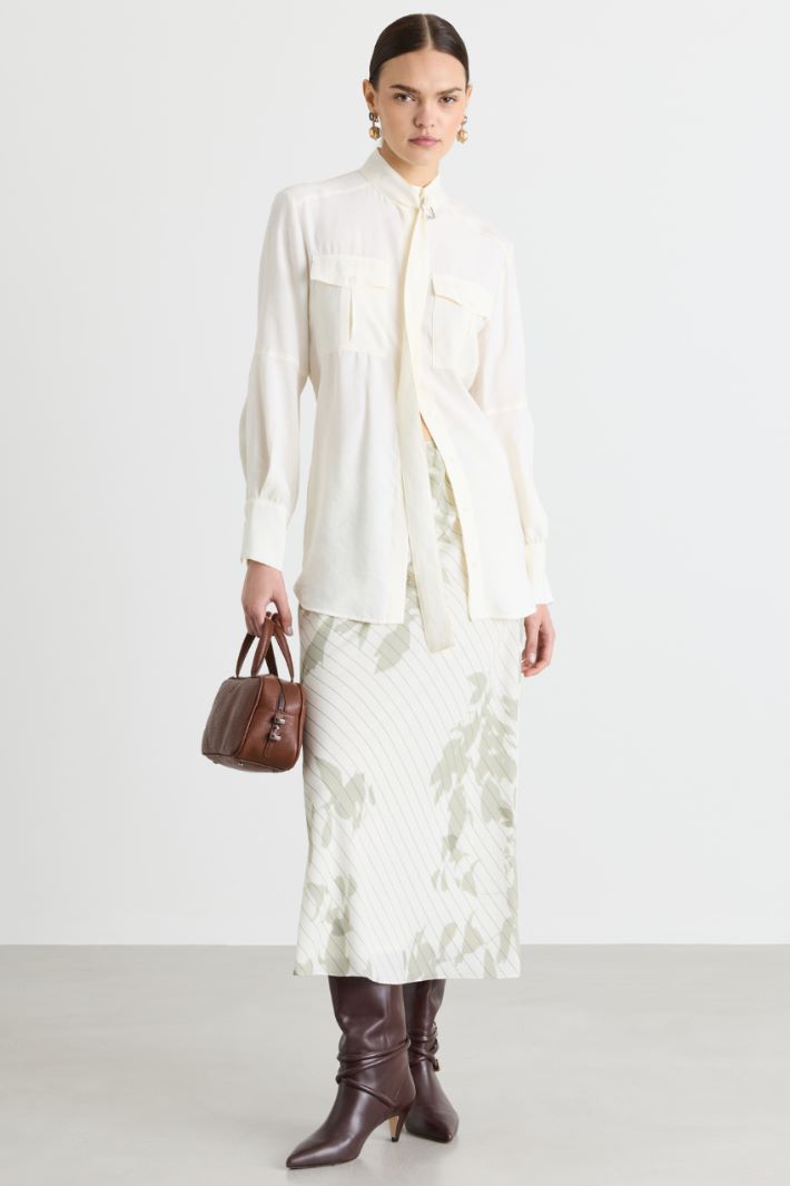 Blouse in twill fluido - BIANCO - Intrend