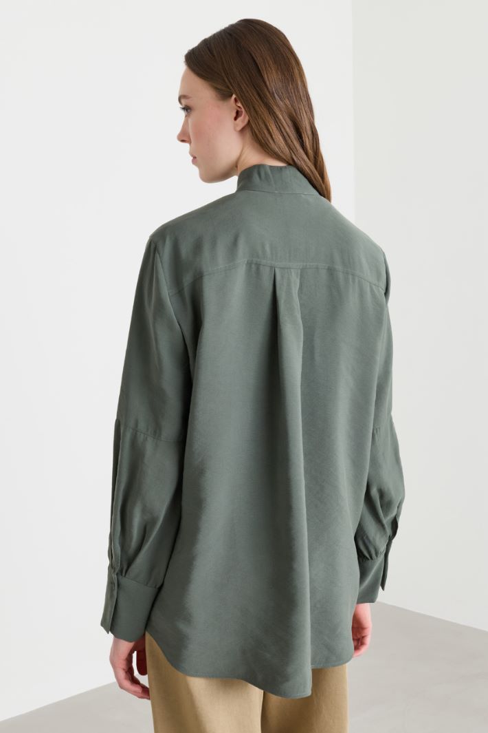Blouse in twill fluido - VERDE - Intrend - 4