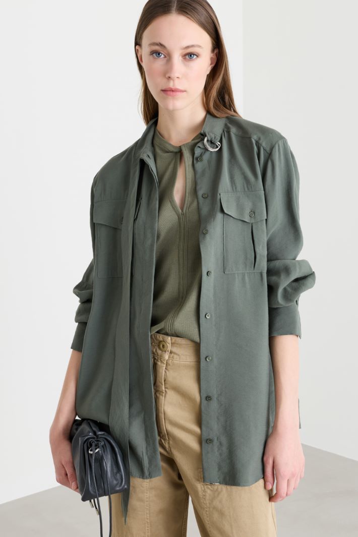 Blouse in twill fluido - VERDE - Intrend - 2