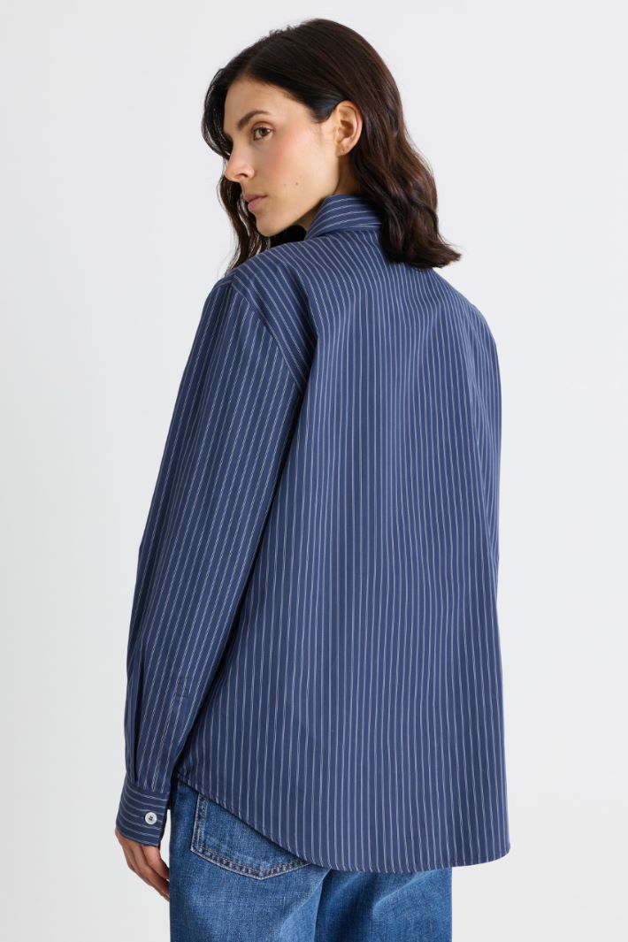 Camicia in popeline rigato - BLU - Intrend - 4