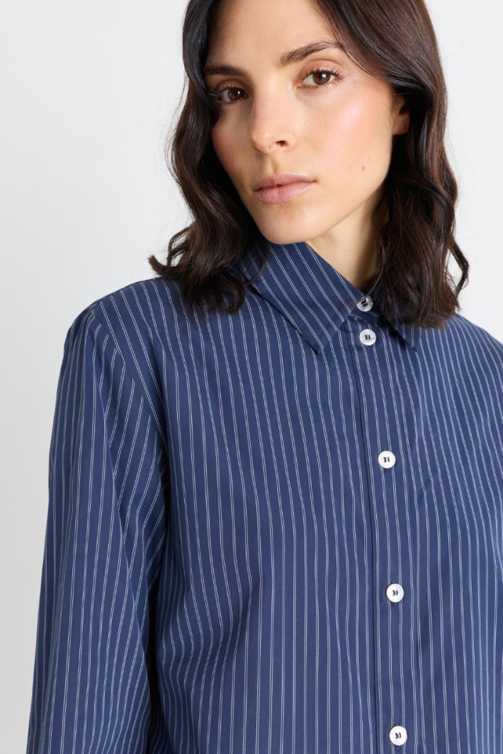 Camicia in popeline rigato - BLU - Intrend - 3