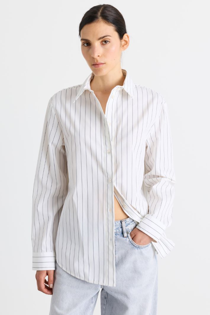 Camicia in popeline rigato - BIANCO GRIGIO - Intrend - 2