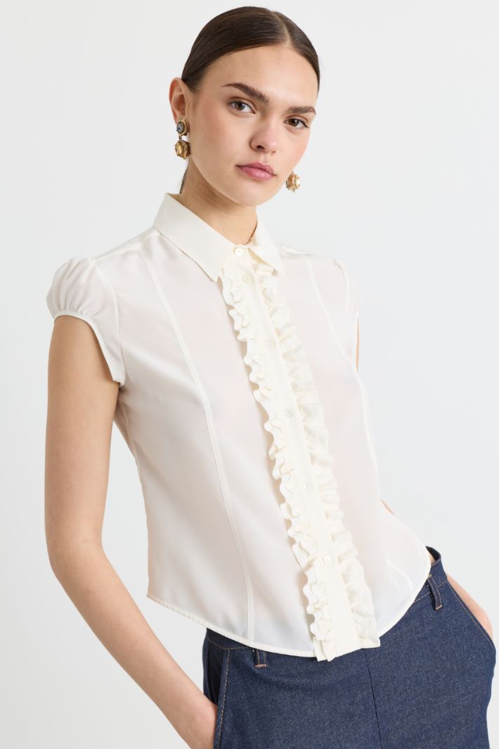 Blusa con ruches - BIANCO - Intrend - 3