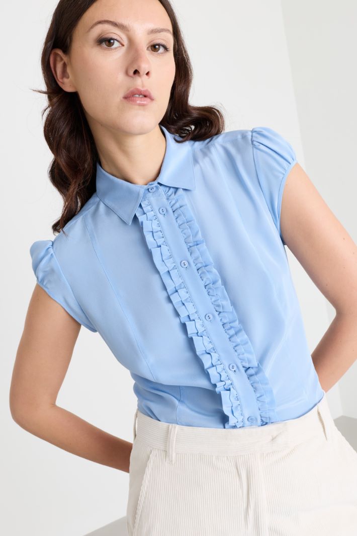Blusa con ruches - AZZURRO - Intrend - 3