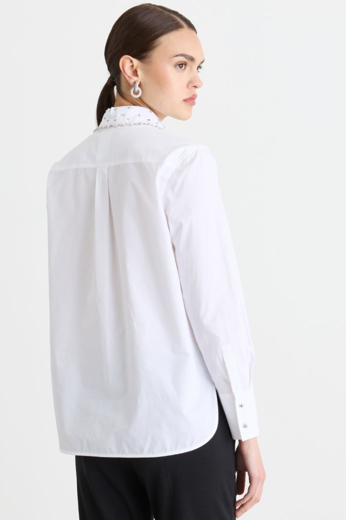 Camicia in popeline con cristalli - BIANCO - Intrend - 4