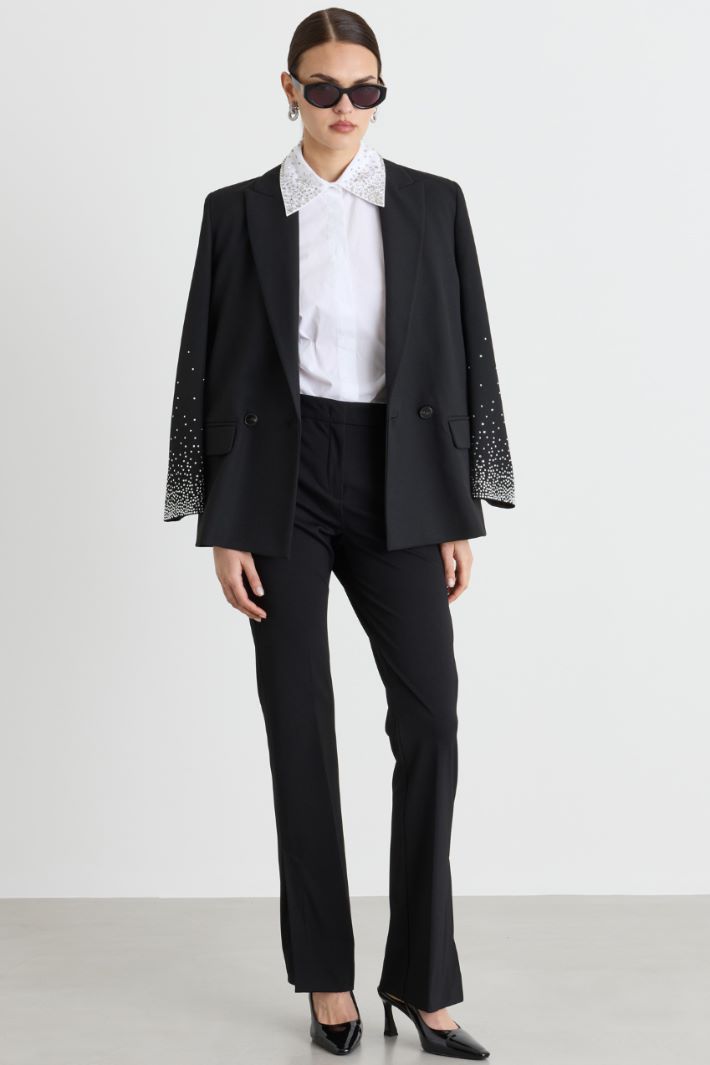 Camicia in popeline con cristalli - BIANCO - Intrend