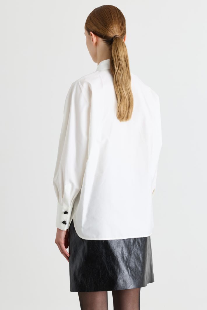 Camicia in popeline con fiocco papillon - BIANCO - Intrend - 4