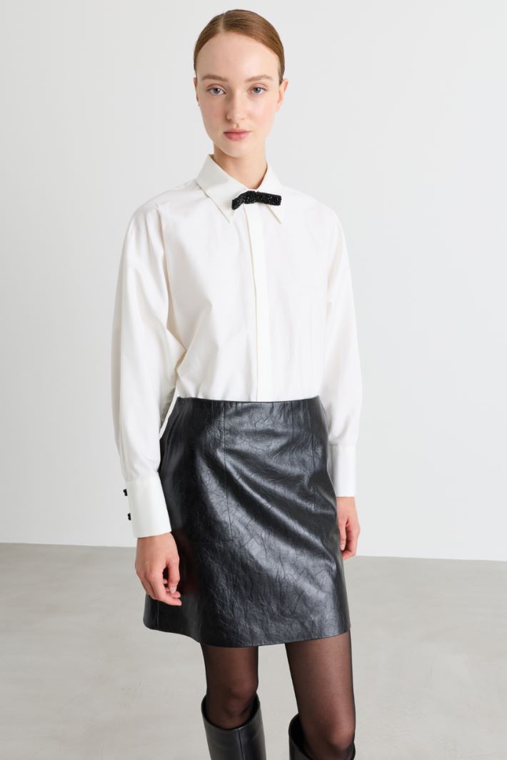 Camicia in popeline con fiocco papillon - BIANCO - Intrend - 2