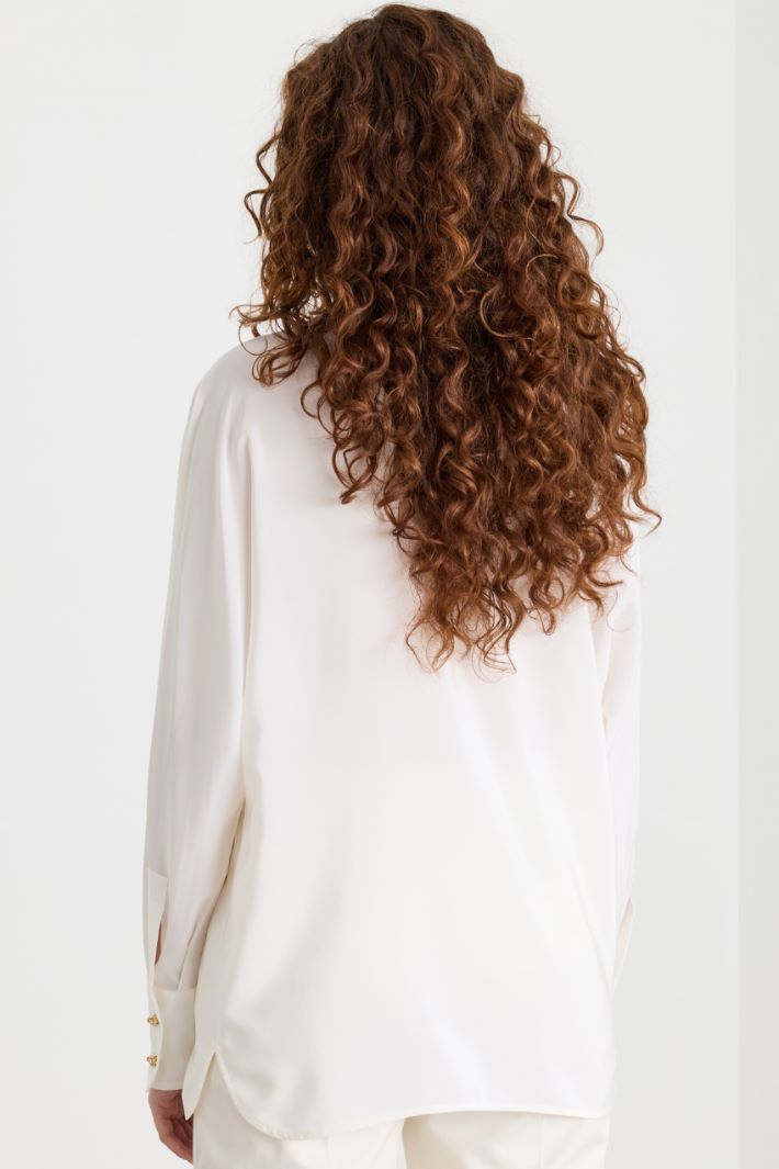 Blusa in crepe de chine - BIANCO - Intrend - 4