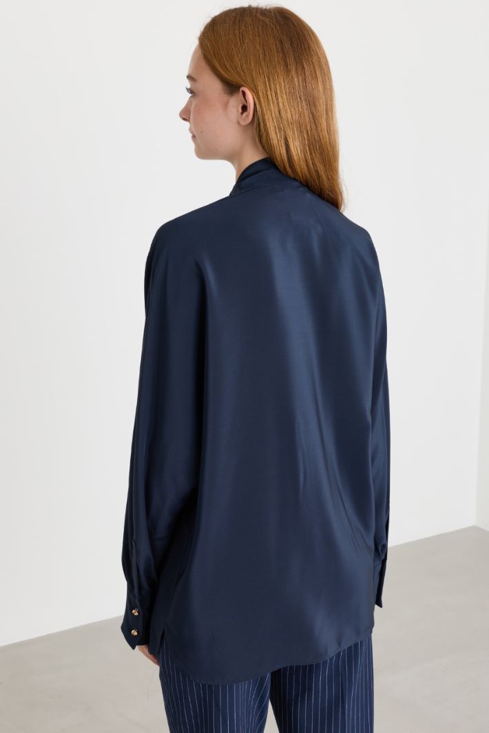 Crepe de chine blouse - BLUE - Intrend - 4